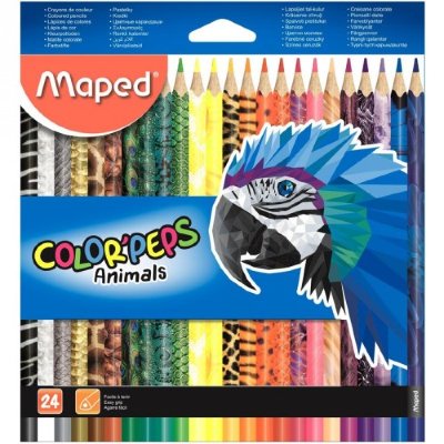 Maped Карандаши цвет. 24цв "Color Peps.Animals " трехгран. декорированный корпус, карт. упак. 832224