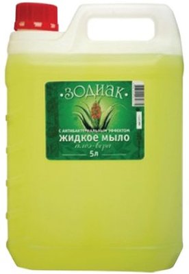 Мыло жидкое 5 л, ЗОДИАК, антибактериальное, "Алоэ-вера"