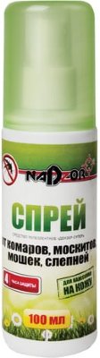Средство от насекомых репеллентное 100 мл, спрей от комаров, москитов, мошек, слепней NADZOR