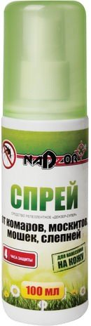 Средство от насекомых репеллентное 100 мл, спрей от комаров, москитов, мошек, слепней NADZOR