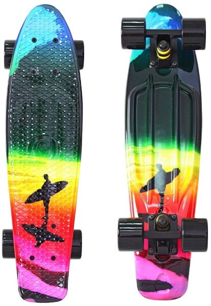 401G-O Скейтборд Y-SCOO Fishskateboard Print 22&" винил 56,6х15 с сумкой Offshore