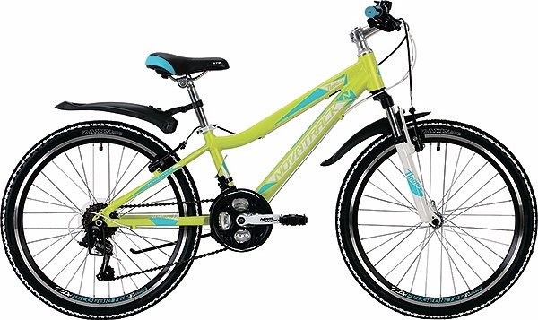 Велосипед NOVATRACK 24" NOVARA, алюм.рама 13", лаймовыйй, 18-скор, TY21/TS38/SG-6SI, V-brake