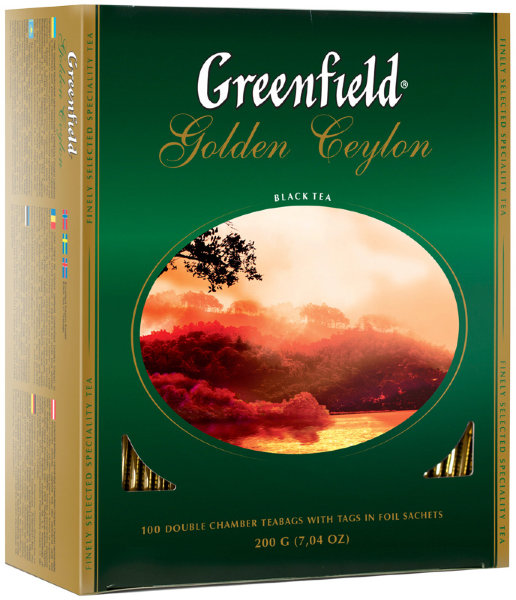 Чай Greenfield "Golden Ceylon", черный, 100 фольг. пакетиков по 2г