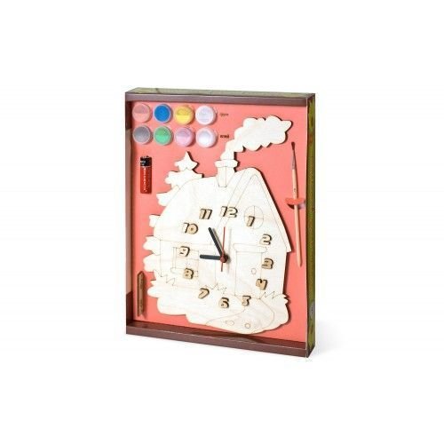 Нескучные Игры Часы с циферблатом под роспись "Зимний домик" с красками ДНИ124