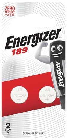 Батарейки ENERGIZER, 189 (G10, LR54), алкалиновые, КОМПЛЕКТ 2 шт., в блистере