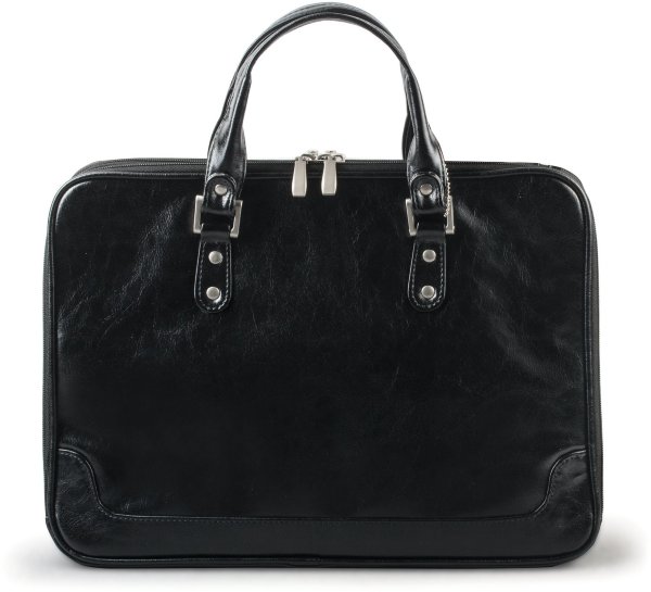Портфель-сумка женский, 38х27х10 см, 2 отделения, на молнии, искусственная кожа, черный
