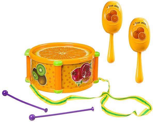 Набор музыкальных инструментов : барабан с палочками , маракасы ,"Моей деточке", РАС 24.5?29?10 см,