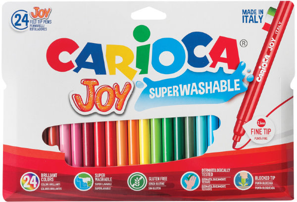 Фломастеры Carioca "Joy", 24цв., смываемые, картон, европодвес