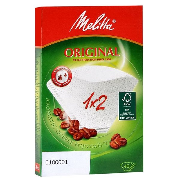 Фильтры бумажные Melitta для заваривания кофе 1х2/40, белые