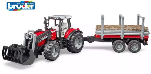 Трактор Massey Ferguson c манипулятором и прицепом Bruder 02-046