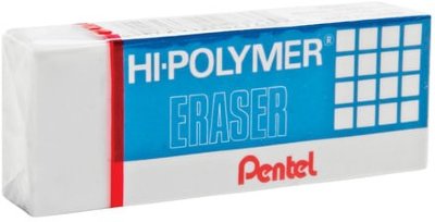 Резинка стирательная PENTEL "Hi-polymer eraser", 43х17,5х11,5 мм, белая, картонный держатель