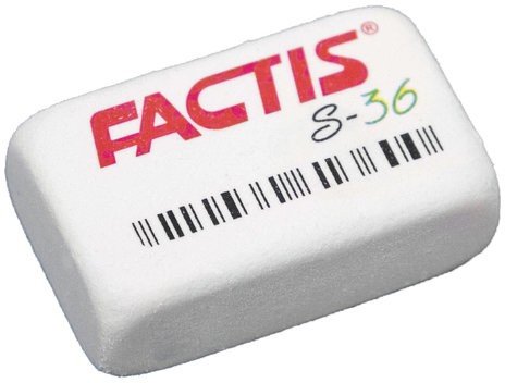 Резинка стирательная FACTIS S 36, прямоугольная, 40х24х14 мм, мягкая, синтетический каучук