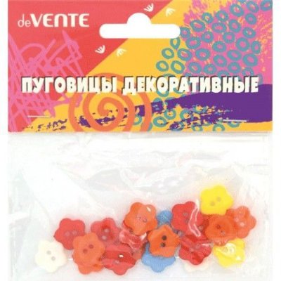 deVENTE Декор Пуговицы Цветочки, 1,2*1,2см, 20 шт , ассорти 8001807