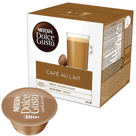 Капсулы для кофемашин NESCAFE Dolce Gusto "Cafe au lait", натуральный кофе с молоком, 16 шт. х 10 г, 12148061