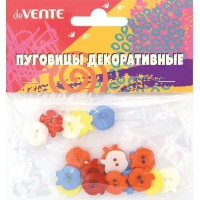 deVENTE Декор Пуговицы Яблочки, 1,2*1,2см, 20 шт , ассорти 8001809