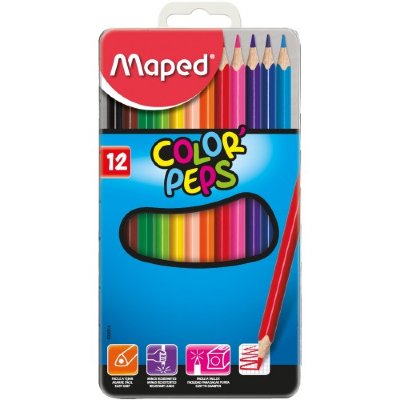 Maped Карандаши цвет. 12цв "Color Peps" трехгранные, ударопрочные, метал.упак. 832014