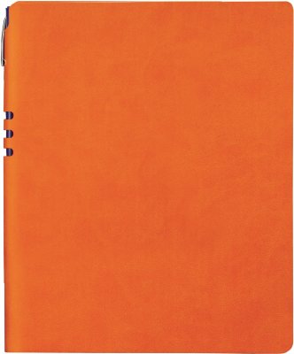 Бизнес-тетрадь BRAUBERG "NEBRASKA", А4-, 220x265 мм, кожзам, клетка, 96 листов, ручка, оранжевый