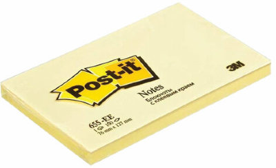 Блок самоклеящийся (стикер) POST-IT ORIGINAL 76х127 мм, 100 л., желтый, 655