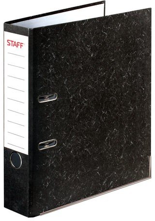 Папка-регистратор STAFF с мраморным покрытием, 50 мм, с уголком, черный корешок, 227186