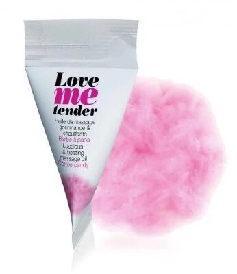 Съедобное согревающее массажное масло Love Me Tender Cotton Candy с ароматом сладкой ваты - 10 мл.