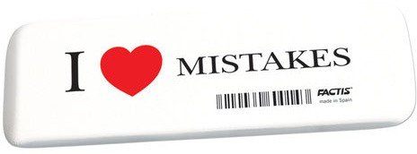 Резинка стирательная большая FACTIS I love mistakes, 140х44х9 мм, синтетический каучук