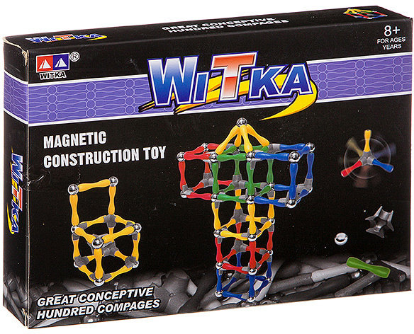 Магнитный конструктор WITKA, 80 деталей, ВОХ 21?15,5?3 см, арт. 934.