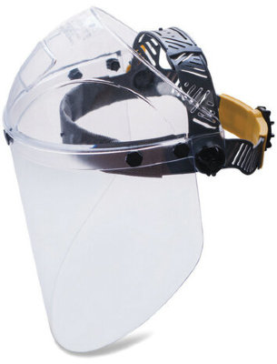Щиток защитный лицевой РОСОМЗ НБТ2 Визион Titan, экран из поликарбоната 220х385 мм, толщиной 2мм, ударопрочный козырек, наголовное крепление, 424390