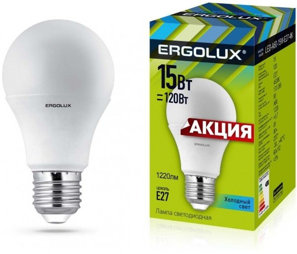 Светодиодная лампа Ergolux LED-A60-15W-E27-4K