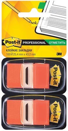 Закладки клейкие POST-IT Professional, пластиковые, 25 мм, 100 шт., красные