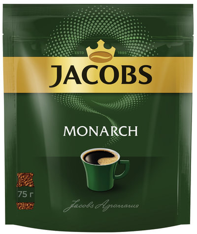 Кофе растворимый JACOBS MONARCH сублимированный, 75 г, мягкая упаковка, 37773
