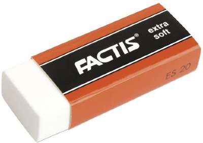 Резинка стирательная большая FACTIS Extra Soft ES 20, 61х24х13 мм, держатель, ПВХ