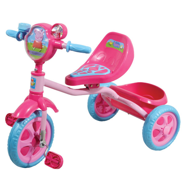 в.1toy Peppa 3-хкол.пласт.кол.10"/8",мас. сид.,рельеф.рис.,корз.звонок,вент.,роз.