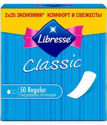 LIBRESSE CLASSIC Ежедневные прокладки Regular, 40+10шт бесплатно ПРОМО