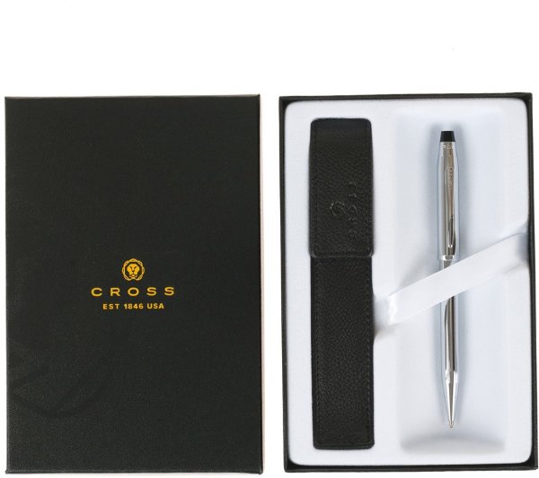 Подарочный набор Cross: шариковая ручка Cross Century II Lustrous Chrome с чехлом для ручки