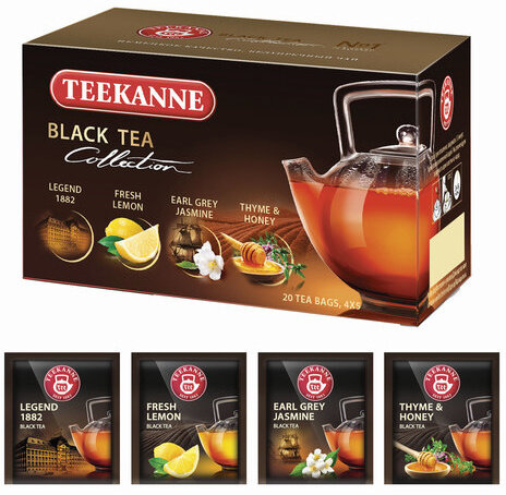 Чай TEEKANNE (Тиканне) "Black tea collection", черный, ассорти 4 вкуса, 20 пакетиков, Германия, 45621