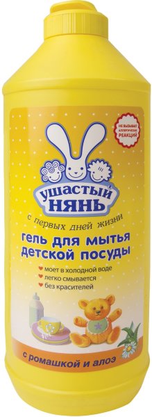 Средство для мытья посуды 500 мл, УШАСТЫЙ НЯНЬ "Ромашка и алоэ", гель