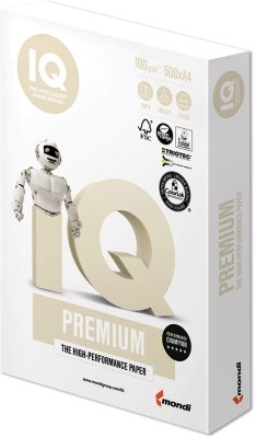 Бумага IQ PREMIUM, А4, 100 г/м2, 500 л., класс "А", белизна 170% (CIE)