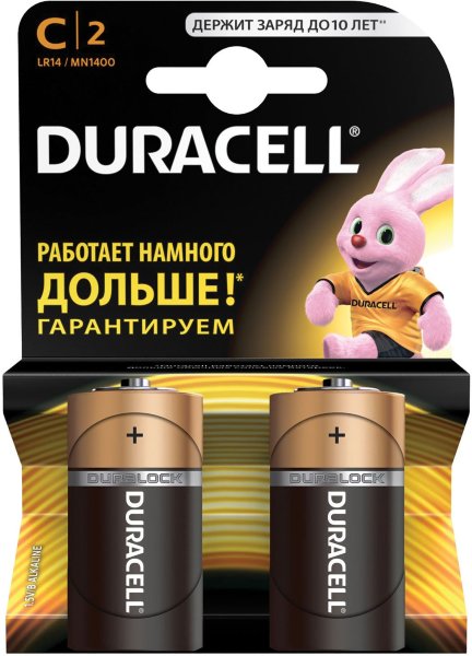 Батарейки DURACELL Basic, С (LR14, 14А), алкалиновые, КОМПЛЕКТ 2 шт., в блистере