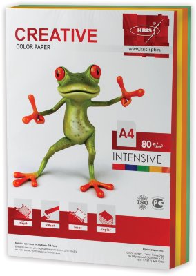 Бумага CREATIVE color (Креатив) А4, 80 г/м2, 250 л., (5 цв.х50 л.) цветная интенсив