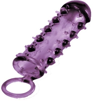 Закрытая фиолетовая насадка с пупырышками SAMURAI PENIS SLEEVE PURPLE - 14,5 см.