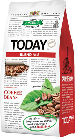 Кофе в зернах TODAY "Blend №8", натуральный, 800 г, 100% арабика, вакуумная упаковка, ТО80004003