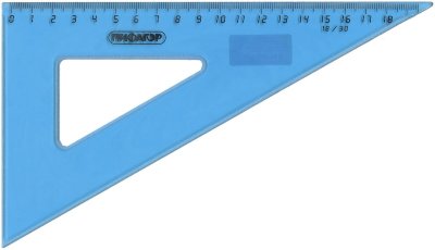 Треугольник пластиковый 30х18 см, ПИФАГОР, тонированный, прозрачный