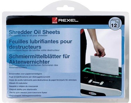 Салфетки масляные для уничтожителей, КОМПЛЕКТ 12 шт., REXEL (ACCO Brands)