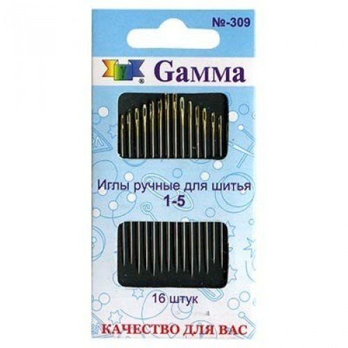 Gamma Иглы швейные ручные №1-5, 16шт N-309