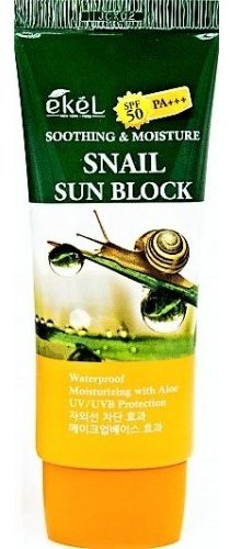 EKEL Soothing & Moisture Snail Sun Block SPF 50/PA+++ - Смягчающий солнцезащитный крем для лица и тела с муцином улитки, 70 мл.