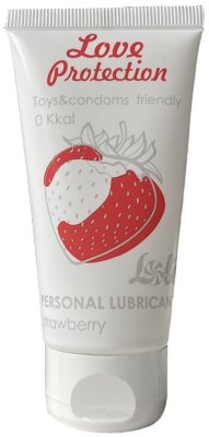 Лубрикант на водной основе с ароматом малины Love Protection Strawberry - 50 мл.