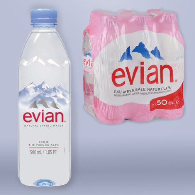 Вода негазированная минеральная EVIAN (Эвиан), 0,5 л, пластиковая бутылка, 13861