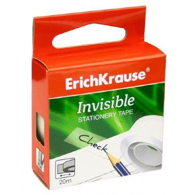 Erich Krause Скотч 12мм*20м INVISIBLE, матовый, в диспенсере (для банкнот) 40202