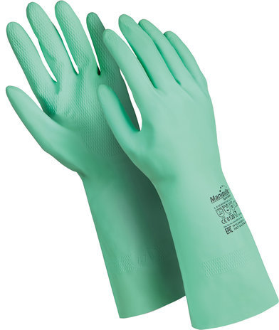 Перчатки латексные MANIPULA "Контакт", хлопчатобумажное напыление, размер 10-10,5 (XL), зеленые, L-F-02