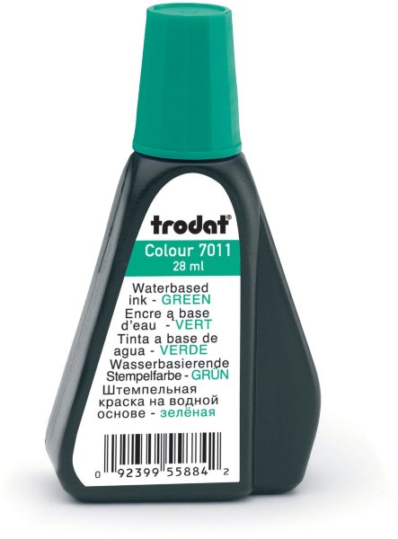 Краска штемпельная TRODAT, зеленая, 28 мл, на водной основе